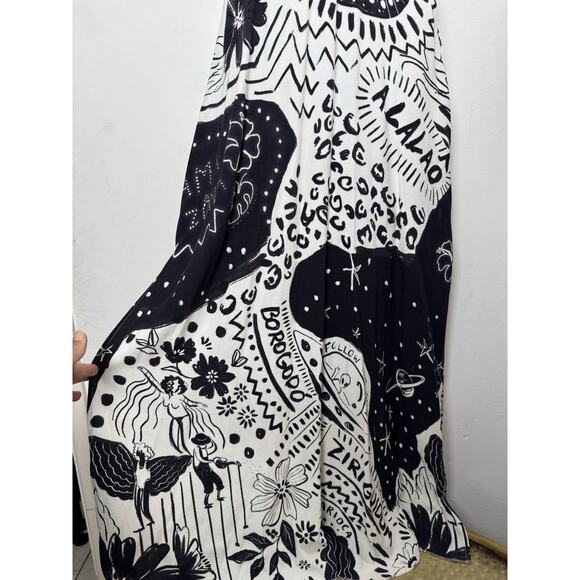 Farm Rio Black & White Cutout Maxi Dress Resortwear Vacation Size XS - Picture 5 of 11